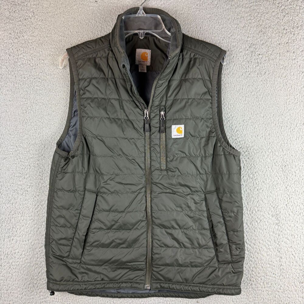 Carhartt Rain Defender Vest Mens Medium Insulated Black Full Zip Pockets Jacket - Picture 2 of 12